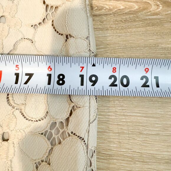 Ann Taylor Petite Floral Lace Embroidered Lined Skirt Taupe Career Spring 8 P - Picture 9 of 10